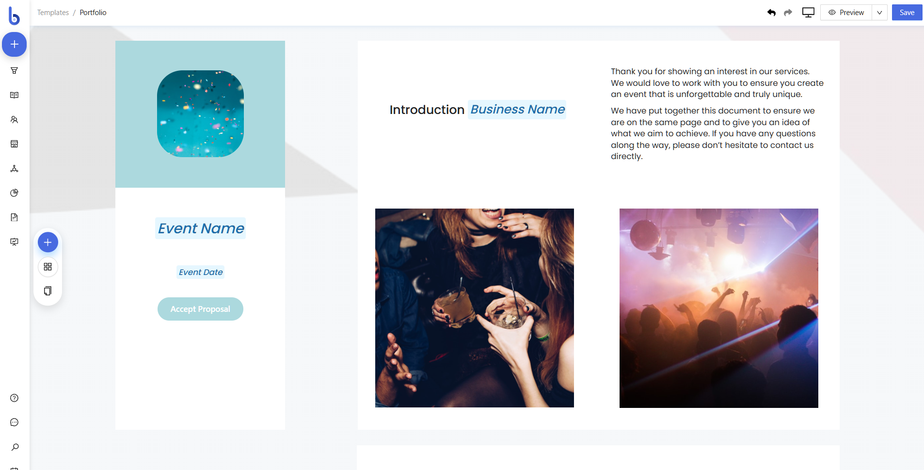 Education proposal microsite editor